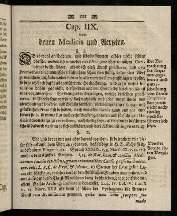 121-137, Cap. IIX. von denen Medicis und Aertzten.