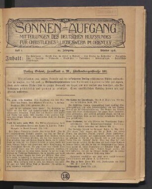 Heft 1. 21. Jahrgang. Oktober 1918