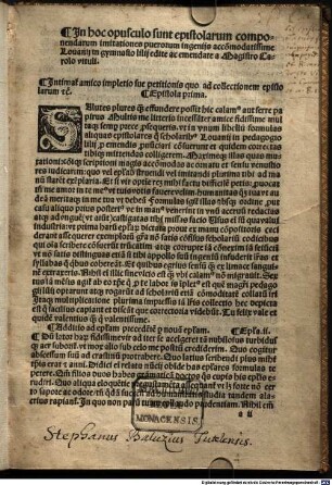 Epistulares formulae : mit Gedicht auf den Autor 'Te legi vir docte ...'