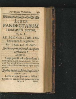 Liber Pandectarum Trigesimus Sextus.