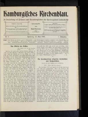 Nr. 8. Hamburg, 22. Mai 1904. 1. Jahrgang.