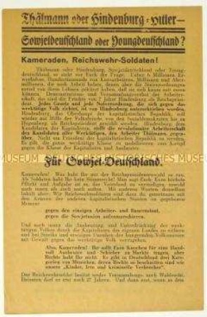 Flugblatt der Revolutionären Jungarbeiter Deutschlands zur Reichspräsidentenwahl 1932