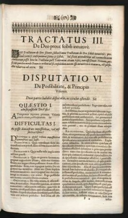 Disputatio VI. De Possibilitate, & Principiis Visionis.