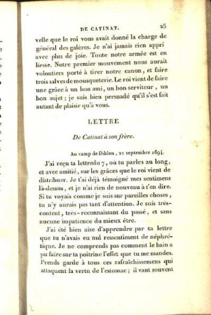 [Lettres]. Lettre De Catinat à son frère. Du même au même.