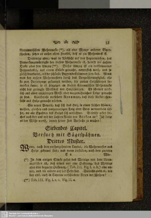 Siebendes Kapitel. Versuch mit Sägespähnen. Drittes Muster.