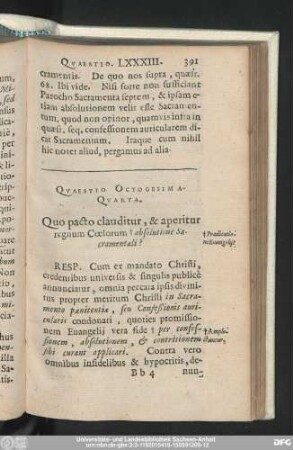 Quaestio Octogesima-Quarta. Quo pacto clauditur, & aperitur regnum Coelorum absolutione Sacramentali?