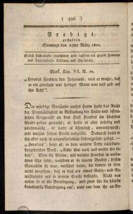 496-505, Predigt, gehalten Sonntags den 23ten Maerz 1800.
