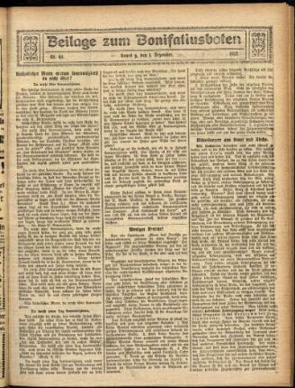 Zweite Ausgabe vom Sonntag, den 01. Dezember 1912.