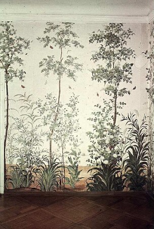 Tapete mit Blumen, Sträuchern und Blumenlandschaft