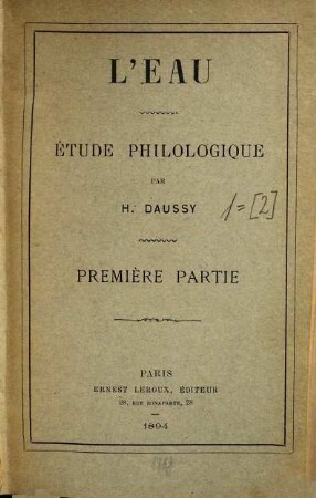 L'eau Étude philologique, 2,1