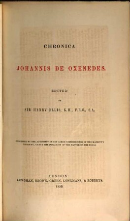 Chronica Johannis de Oxenedes