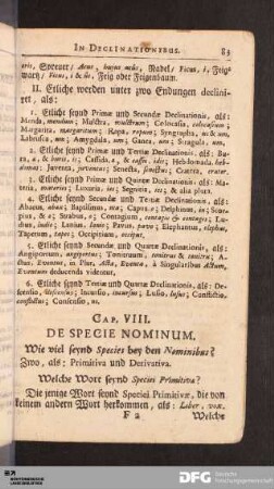 Cap. VIII. De Specie Nominum