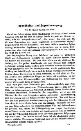 Jugendkultur und Jugendbewegung