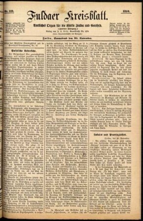 Erste Ausgabe vom Samstag, den 20. November 1880.