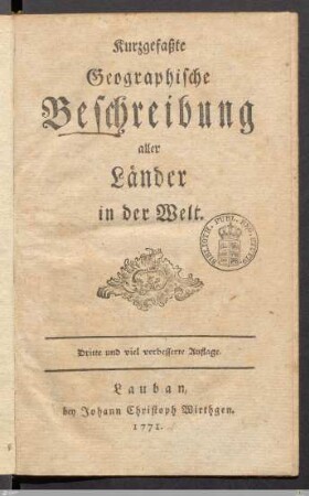 Kurzgefaßte Geographische Beschreibung aller Länder in der Welt