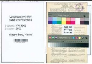 Entnazifizierung Hanna Wassenberg , geb. 15.06.1912 ()