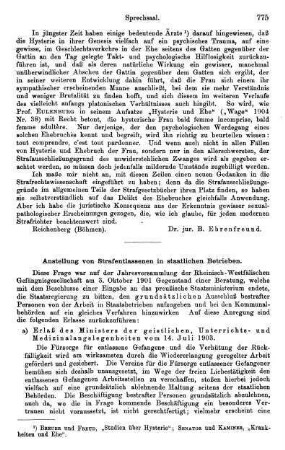 775-777, Anstellung von Strafentlassenen in staatlichen Betrieben