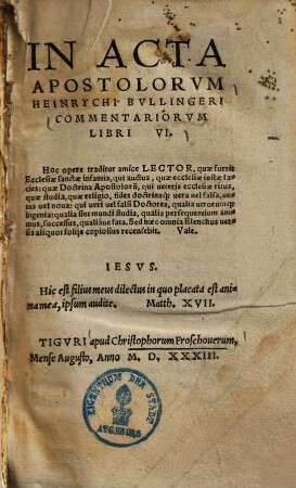 In acta apostolorum ... commentariorum libri VI. ...