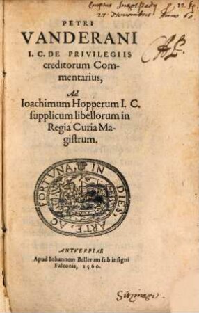 Petri Vanderani De Privilegiis Creditorum Commentarius