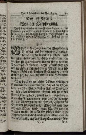 Das VI Capitel Von der Verpflegung.
