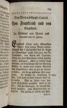 189, Das LXIII. Capitel. Von Frankreich und von Engelland. Zu Philipps von Valois und Eduards des III. Zeiten.