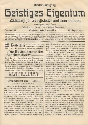 Nummer 22 (15. August 1908)