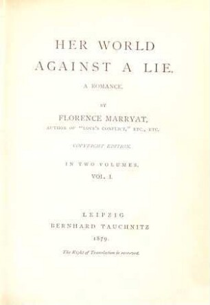Her world against a lie : a romance, 1