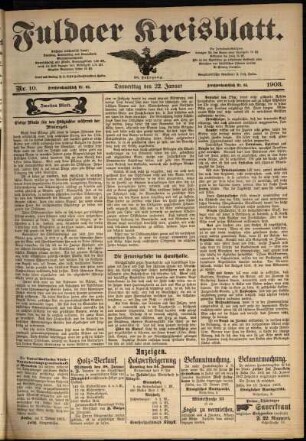 Zweite Ausgabe vom Donnerstag, den 22. Januar 1903.