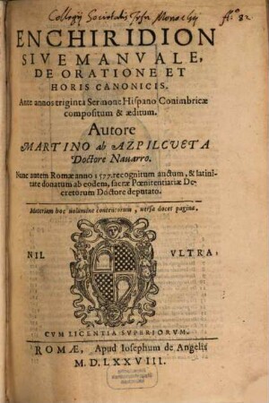 Enchiridion de oratione et horis canonicis