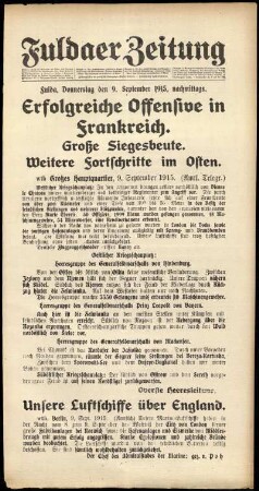 Ausgabe vom Donnerstag, den 09. September 1915.