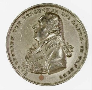 Medaille auf den Minister Karl August Fürst von Hardenberg als Beglücker des Landmannes in Franken