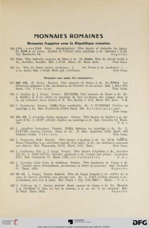 Monnaies frappées sous la République romaine (Nr. 454-487)
