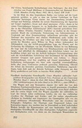 252 [Rezension] Virton, Pol, Soziologische Beobachtungen eines Seelsorgers
