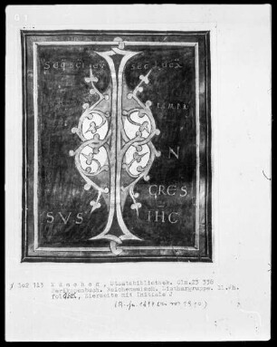 Perikopenbuch — Zierseite mit Initiale J, Folio 185