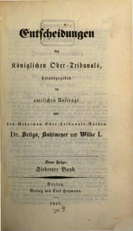 Entscheidungen des Königlichen Obertribunals. 17. 1849