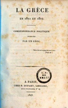 La Grèce en 1821 et 1822 : Correspondance politique