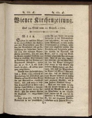 Das 34. Stück vom 22. August. 1788.