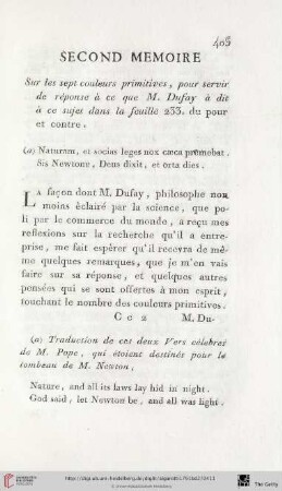 Second mémoire