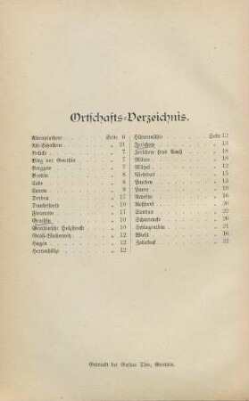 Ortschafts-Verzeichnis