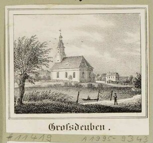 Die Kirche in Großdeuben südlich von Leipzig (Böhlen-Großdeuben), aus Sachsens Kirchen-Galerie von Hermann Schmidt, Bd. 9, 1844