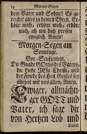 Morgen-Segen am Sonntage