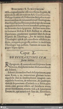 Caput X. De Pugnantibus Cum sacris Biblis