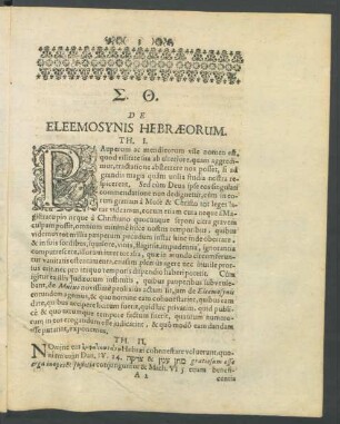 De Eleemosynis Hebraeorum. Th. I. [bis] Th. XVI.