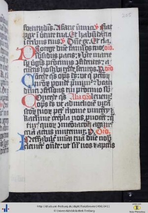 [205r - 216v] Antiphonen, Orationen und Hymnen für verschiedene lit. Zwecke.
