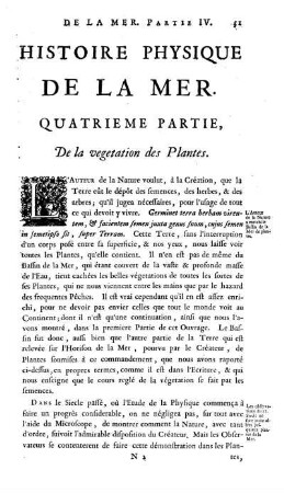 Quatrieme Partie. De la vegetation des Plantes