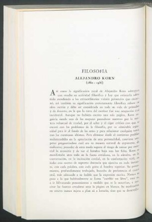 Filosofía - Alejandro Korn (1860 - 1936)