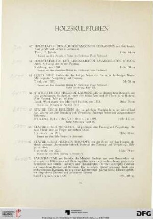 Holzskulpturen, Alte Bronzen, Bronzeplaketten, Kirchliche Bronze, Email-Arbeiten, Illuminierte Handschriften(Nr. 63-105)