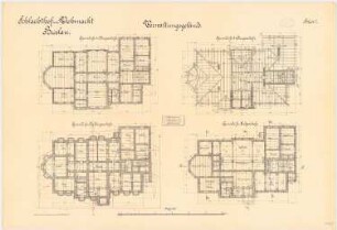 Schlachthof und Viehmarkt, Breslau Verwaltungsgebäude: Verwaltungsgebäude: Grundriss Kellergeschoss Erdgeschoss 1. Obergeschoss 2. Obergeschoss 1:100