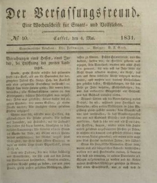 № 10. Cassel, den 4. Mai. 1831.
