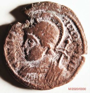 Römische Münze, Nominal Follis, Prägeherr Constantinus I., Prägeort Lyon, Original